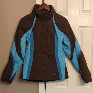 Spyder Women's Brown and Blue Ski Jacket Size 10